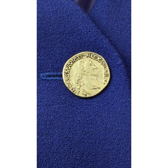 Jones New York Vintage Purple Dress 10 Worsted Wool Gold Buttons A-Line USA - Picture 6 of 16